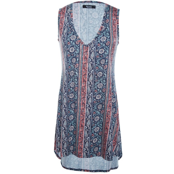 NWT Diamond Sleeveless V Neck Mini Dress - Picture 2 of 3